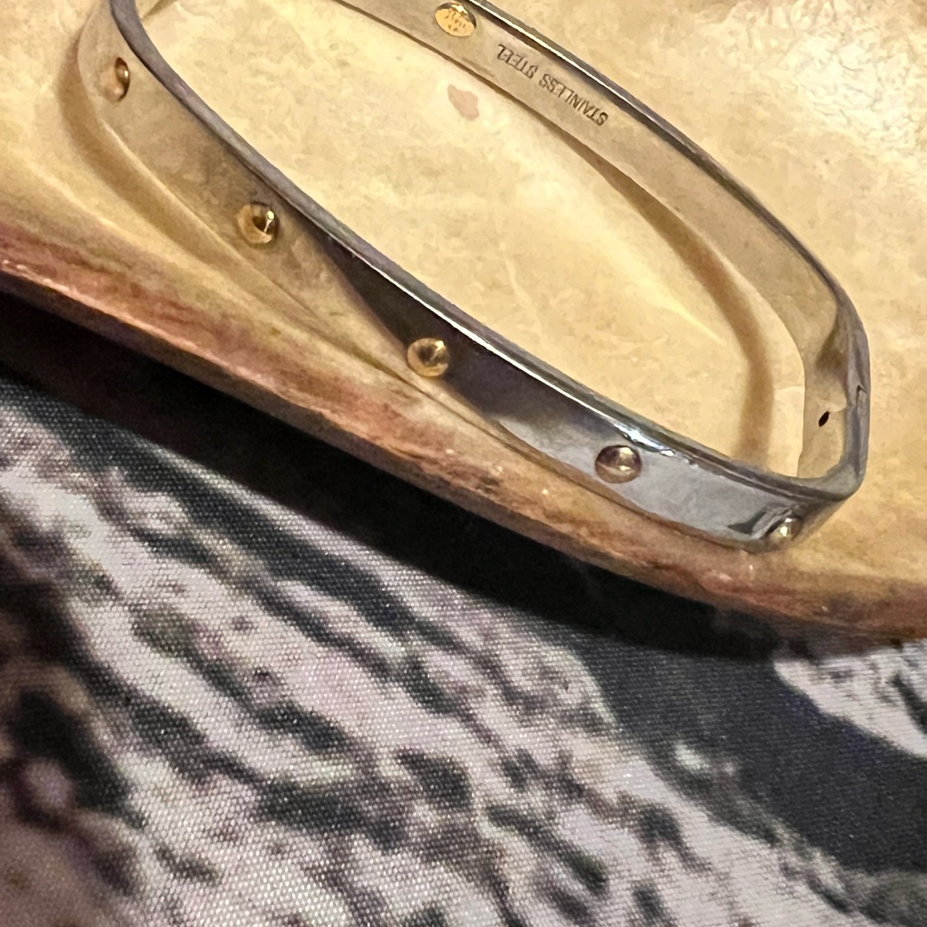 Bohemian Stainless Silver And Gold Bangle Bracelet 61$